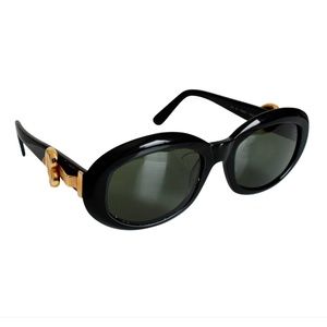 Moschino Sunglasses by Persol Ratti Black Resin with Gold Heart Vintage Rare